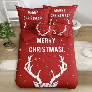 7 dílná sada povlečení na 2 postele - prostěradlo ZDARMA X-Mas Red Reindeer