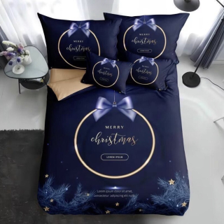 7 dílná sada povlečení na 2 postele - prostěradlo ZDARMA Blue Christmas