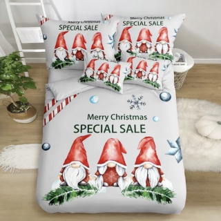 7 dílná sada povlečení na 2 postele - prostěradlo ZDARMA X-mas Red Elfs